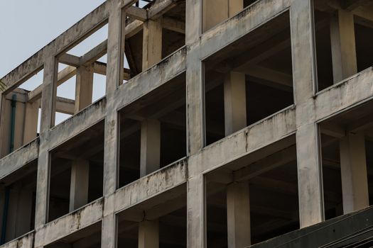 Building construction with Square pattern and Geometric structure. No focus, specifically.