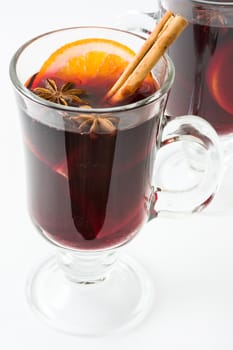 Christmas mulled wine isolated on white background