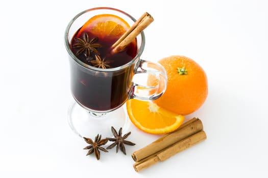 Christmas mulled wine isolated on white background