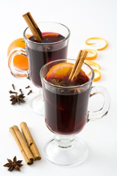 Christmas mulled wine isolated on white background