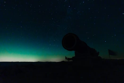 Night stars view and an old quarry, the Negev Desert, Southern Israel