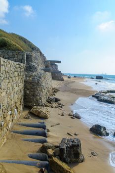 View of the Mediterranean beach of Ashkelon National Park, Southern Israel