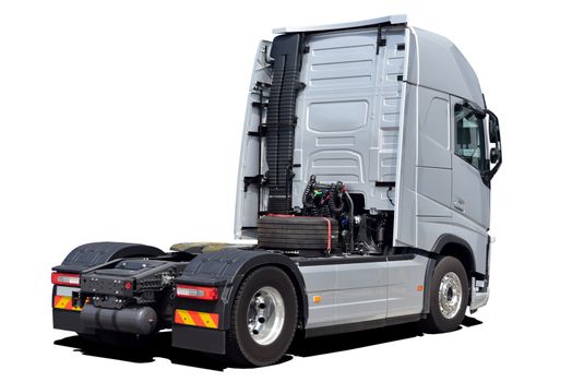 Large modern truck on a white background