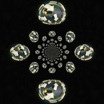 Earth direction. Fractal conceptual art. 3D rendering