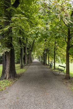 Graz, Austria. August, 2020  A view of the Stadtpark park in the city center