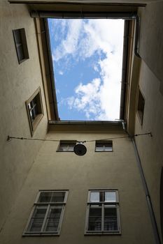 Graz, Austria. August, 2020.  the Outer Paulustor building in the Stadtpark in the city center