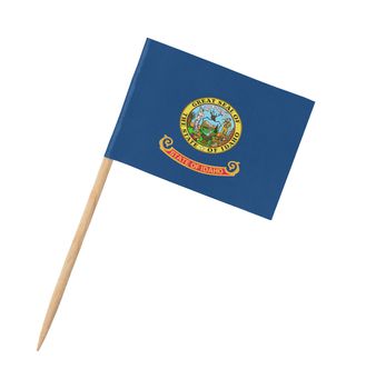 Small paper US-state flag on wooden stick - Idaho - Isolated on white