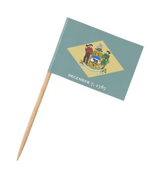 Small paper US-state flag on wooden stick - Delaware - Isolated on white