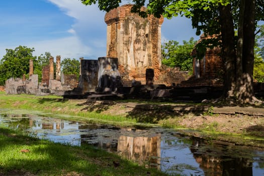 Chetuphon Temple - Sukhothai Ancient Temple is located just outside the city wall in the south of the Sukhothai Historical Park.  : Sukhothai,Thailand -  July,01,2018.