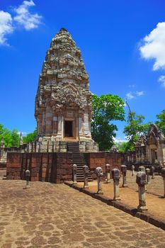 Beautiful scene of Sadok Kok Thom Historical Park, this is an 11th-century Khmer temple in present-day is in Sa Kaeo province, Thailand.