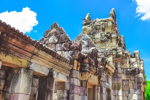 Beautiful scene of Sadok Kok Thom Historical Park, this is an 11th-century Khmer temple in present-day is in Sa Kaeo province, Thailand.