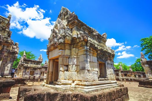 Beautiful scene of Sadok Kok Thom Historical Park, this is an 11th-century Khmer temple in present-day is in Sa Kaeo province, Thailand.