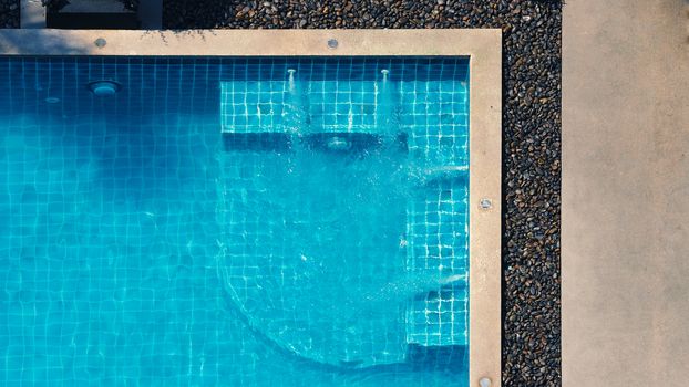 Swimming pool and bubble bath for relaxing in summer hot day and bird eye view angle