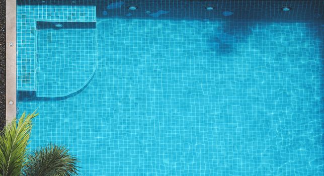 Swimming pool and bubble bath for relaxing in summer hot day and bird eye view angle