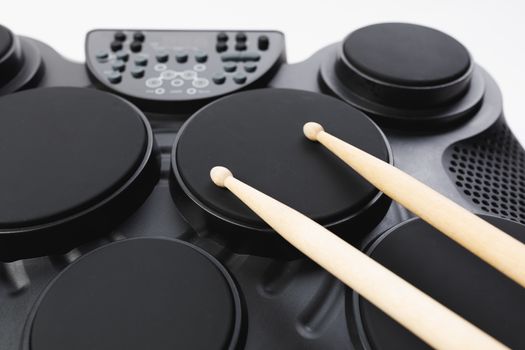 electronic drums portable music device, close-up view