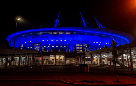 April 18, 2018. St. Petersburg, Russia. Stadium St. Petersburg arena (Gazprom arena), which will host the matches of the European football Championship in 2020 and the final of the Champions League in 2021