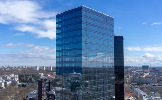 April 21, 2018 Tallinn, Estonia. View from the observation deck on the modern quarters and buildings of Tallinn.