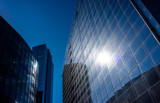 April 23, 2018, Tallinn, Estonia.The sun's rays are reflected in the glass of a modern office skyscraper