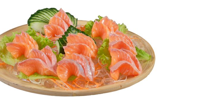 Salmon sashimi - japanese food style on white background