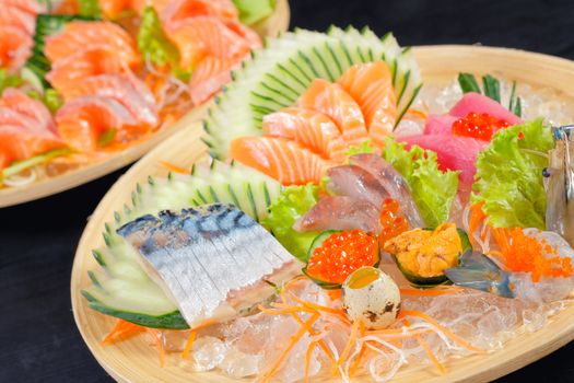 Mixed sashimi - japanese food style on black background