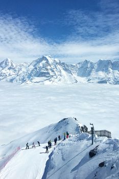 Amazing view Schilthorn Mountain from the Top switzerland
