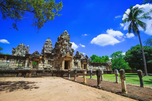 Beautiful scene of Sadok Kok Thom Historical Park, this is an 11th-century Khmer temple in present-day is in Sa Kaeo province, Thailand.