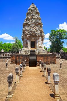 Beautiful scene of Sadok Kok Thom Historical Park, this is an 11th-century Khmer temple in present-day is in Sa Kaeo province, Thailand.