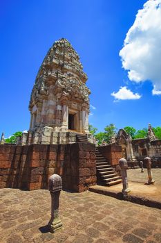 Beautiful scene of Sadok Kok Thom Historical Park, this is an 11th-century Khmer temple in present-day is in Sa Kaeo province, Thailand.