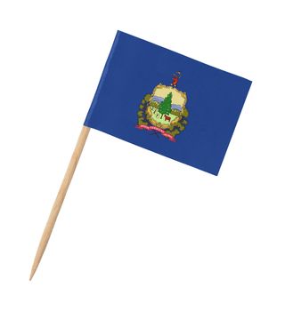 Small paper US-state flag on wooden stick - Vermont - Isolated on white