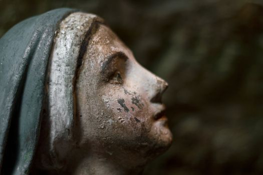 The face of the Virgin Mary in prayer