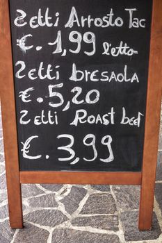 A blackboard used as menu of the day.
