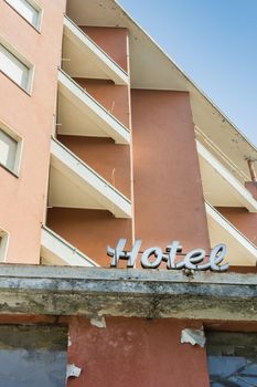 Old hotel. Splendor of a time. Concept of abandonment.