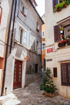 Quaint streets on a hot summer's day in the iconic town of Piran in Slovenia