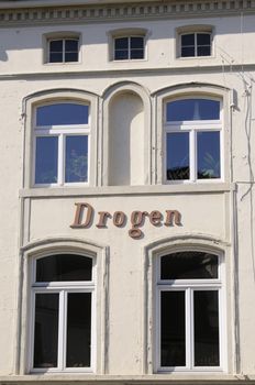 Exterior lettering on building in Wismar, Germany.