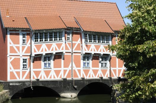 Half-timbered house called Gewoelbe, Wismar, Germany.