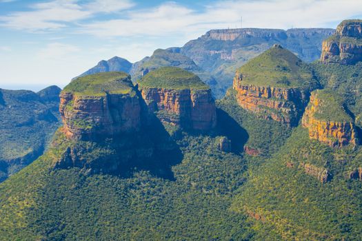Three Rondavels at Blyde River Canyon, South Africa. Nature, travel and tourism.