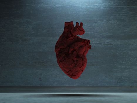 Human Heart of red stone. 3D rendering