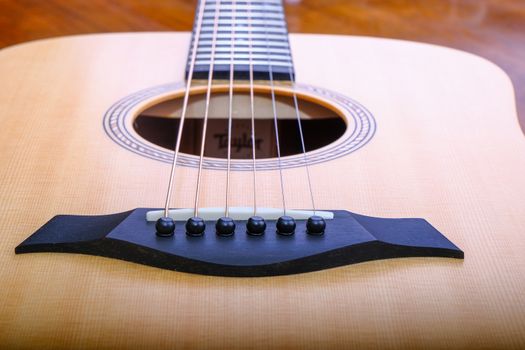 Details on a nice sitka spruce acoustic guitar