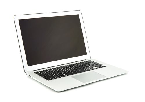 Laptop, notebook computer with copy space isolated on white background.