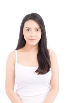 Beautiful girl with makeup, woman and skin care cosmetic concept / attractive beauty asian girl on face isolated on white background.