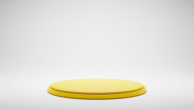 Empty Yellow Platform on White Studio Background 3D Render