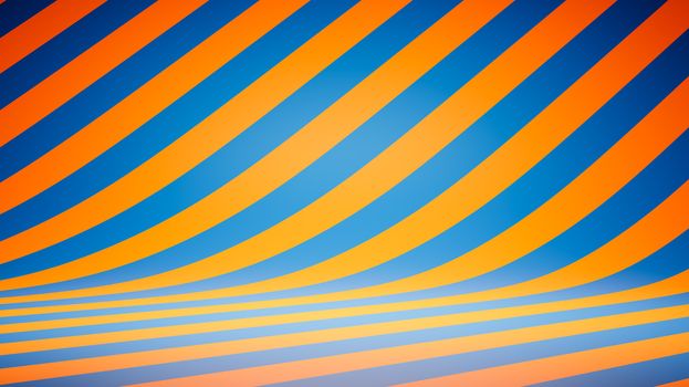 Empty Blank Orange and Blue Striped Pattern Studio Background 3D Render Illustration