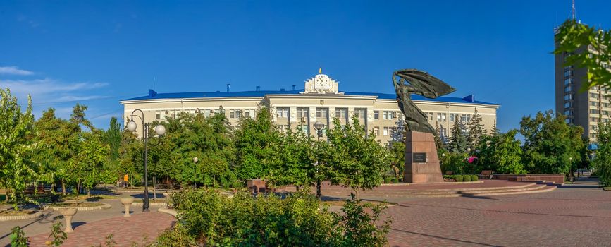 Berdyansk, Ukraine 07.23.2020. Azov avenue in Berdyansk, Ukraine, on an early summer morning