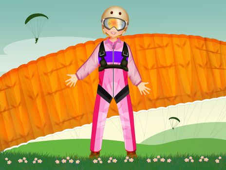 illustration of woman launches with a parachute