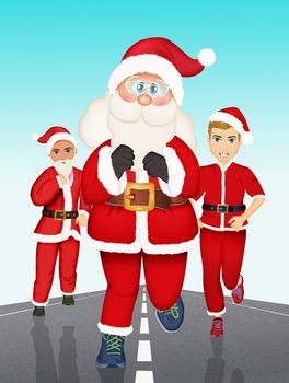 illustration of run of the Santa Clauses