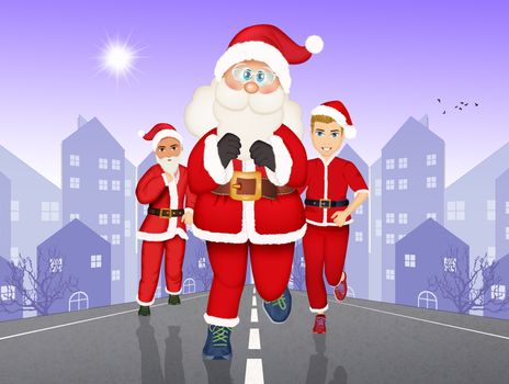 illustration of run of the Santa Clauses