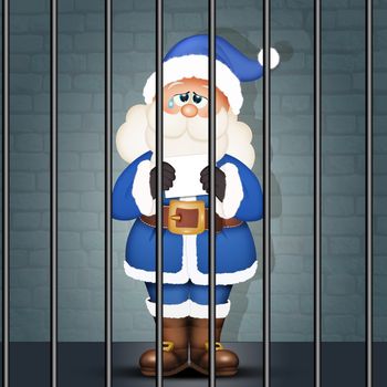illustration of fake Santa Claus in prison