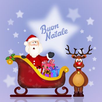 illustration of Santa Claus sleigh