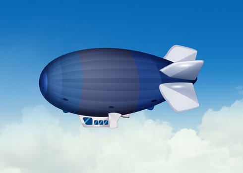 illustration of airship in the sky