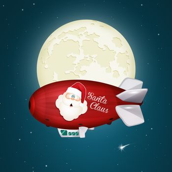 illustration of airship of Santa Claus